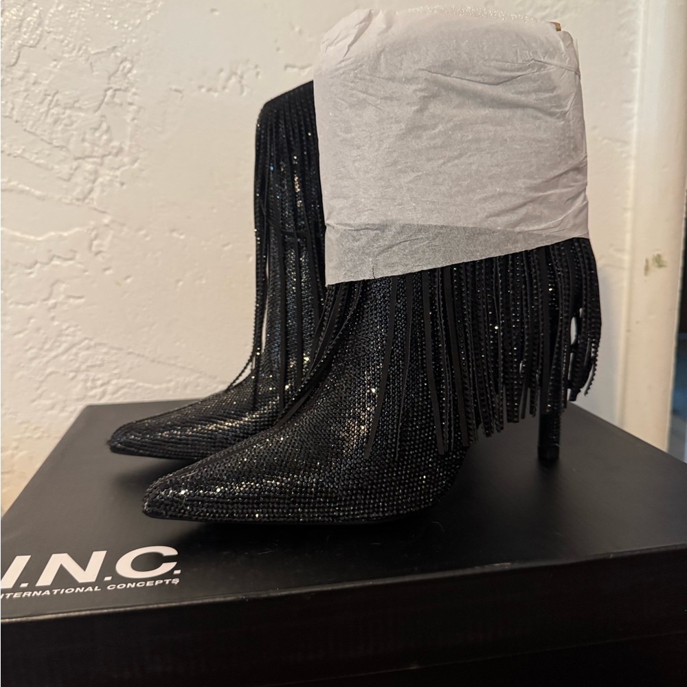 I.N.C fringe high heel booties